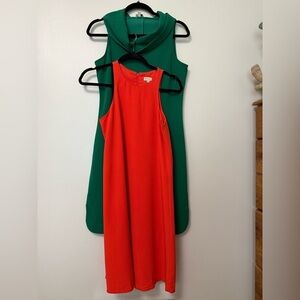 Daniel Cremieux pair of orange and Green Sleeveless knee length summer Dresses